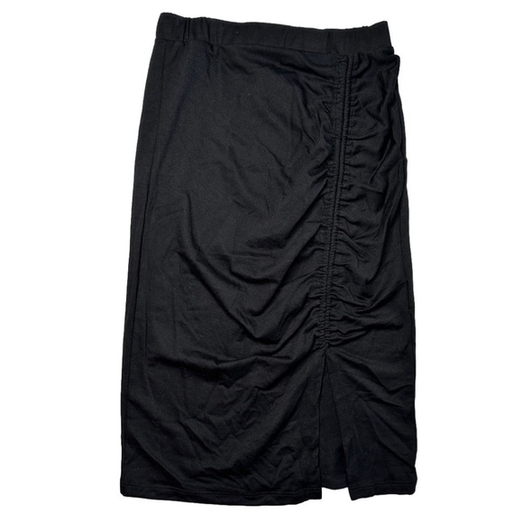 Pleione Black Printed Midi Side Slit Pull On Skirt Size S NWT - Picture 2 of 4